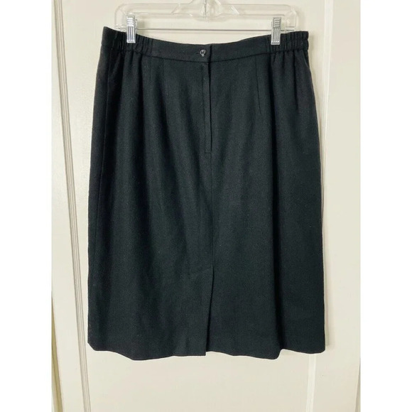 Vtg Worthington Wool Midi Skirt Sz 18 Black Classic Business Casual Slit Capsule - Picture 2 of 13
